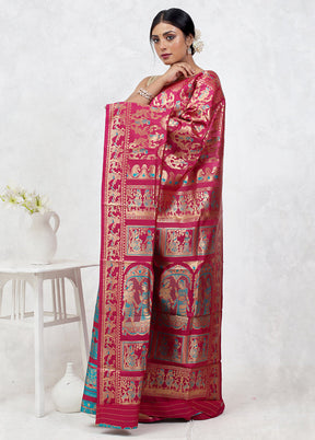 Pink Baluchari Silk Saree Without Blouse Piece - Indian Silk House Agencies