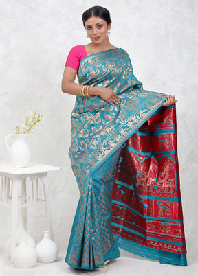 Blue Baluchari Silk Saree Without Blouse Piece - Indian Silk House Agencies