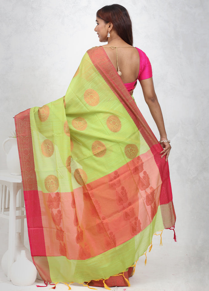 Green Dupion Silk Saree Without Blouse Piece - Indian Silk House Agencies