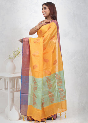 Blue Dupion Silk Saree Without Blouse Piece - Indian Silk House Agencies