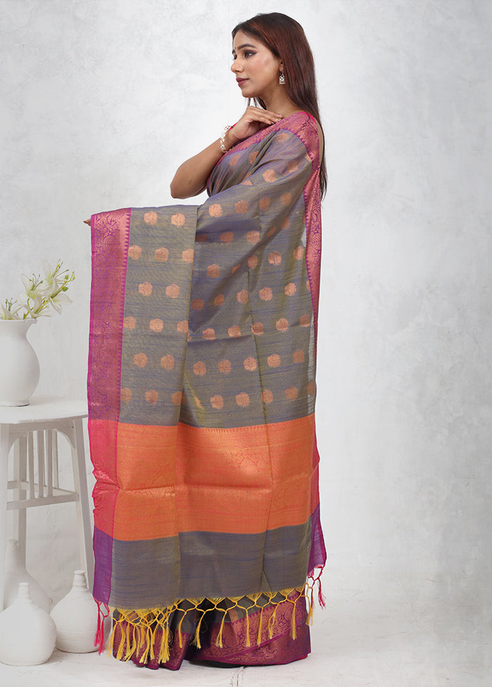 Grey Cotton Saree Without Blouse Piece - Indian Silk House Agencies