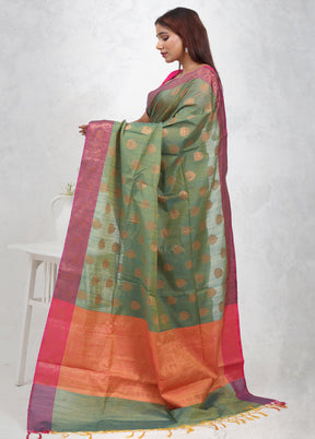 Green Cotton Saree Without Blouse Piece - Indian Silk House Agencies