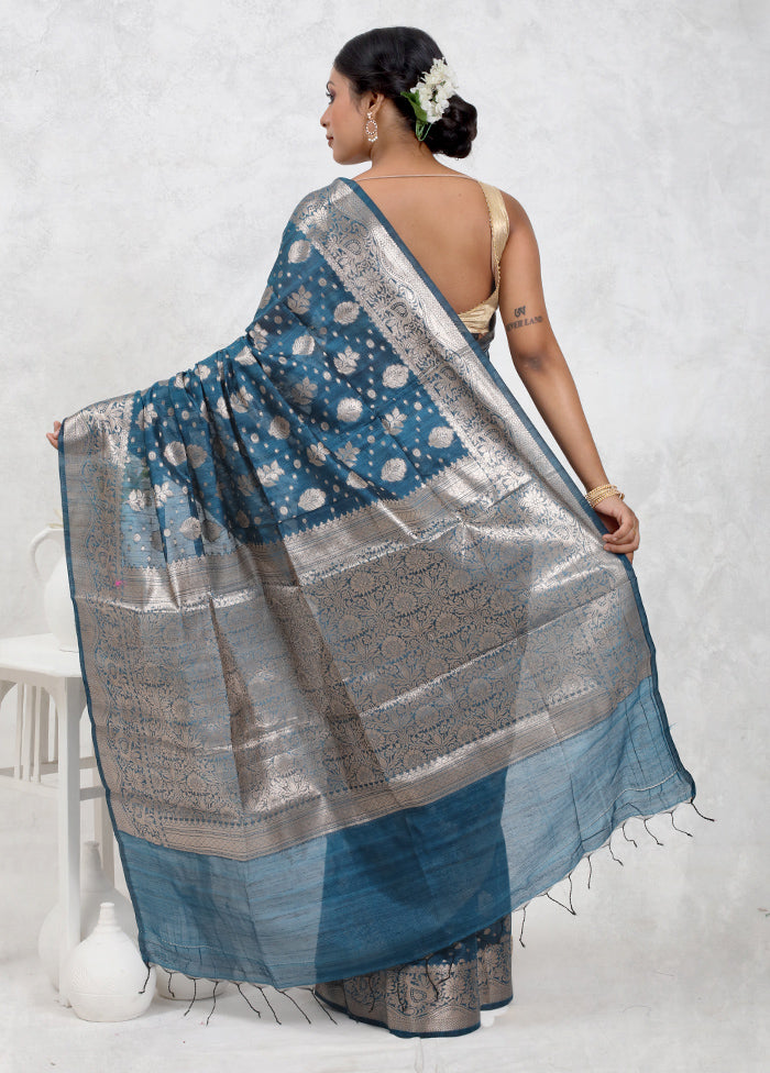 Blue Cotton Saree Without Blouse Piece - Indian Silk House Agencies