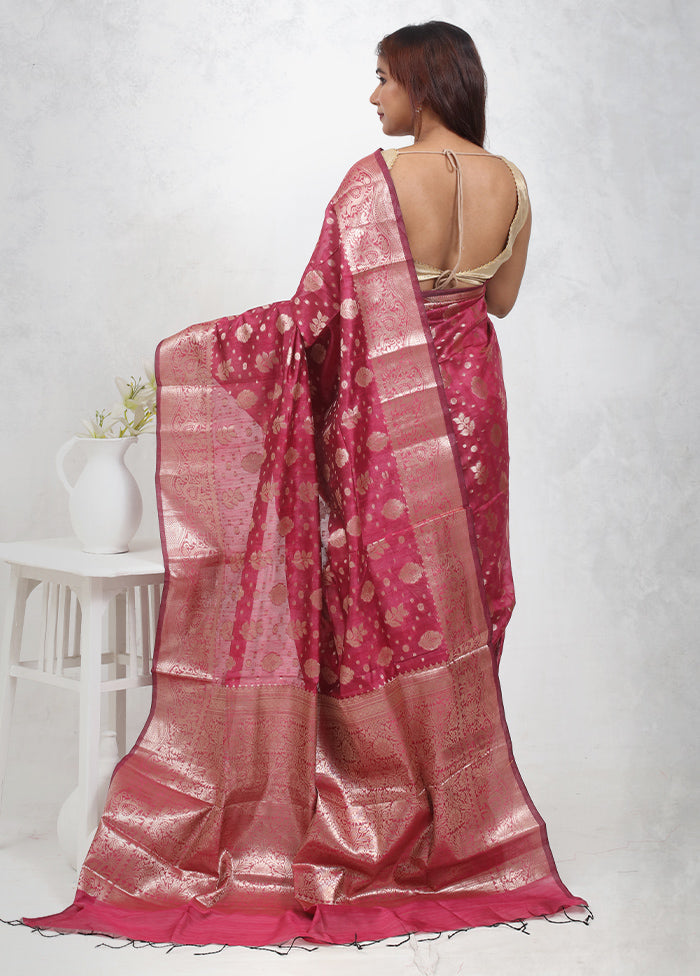 Pink Cotton Saree Without Blouse Piece - Indian Silk House Agencies