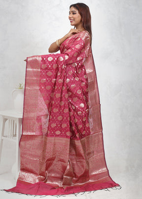 Pink Cotton Saree Without Blouse Piece - Indian Silk House Agencies