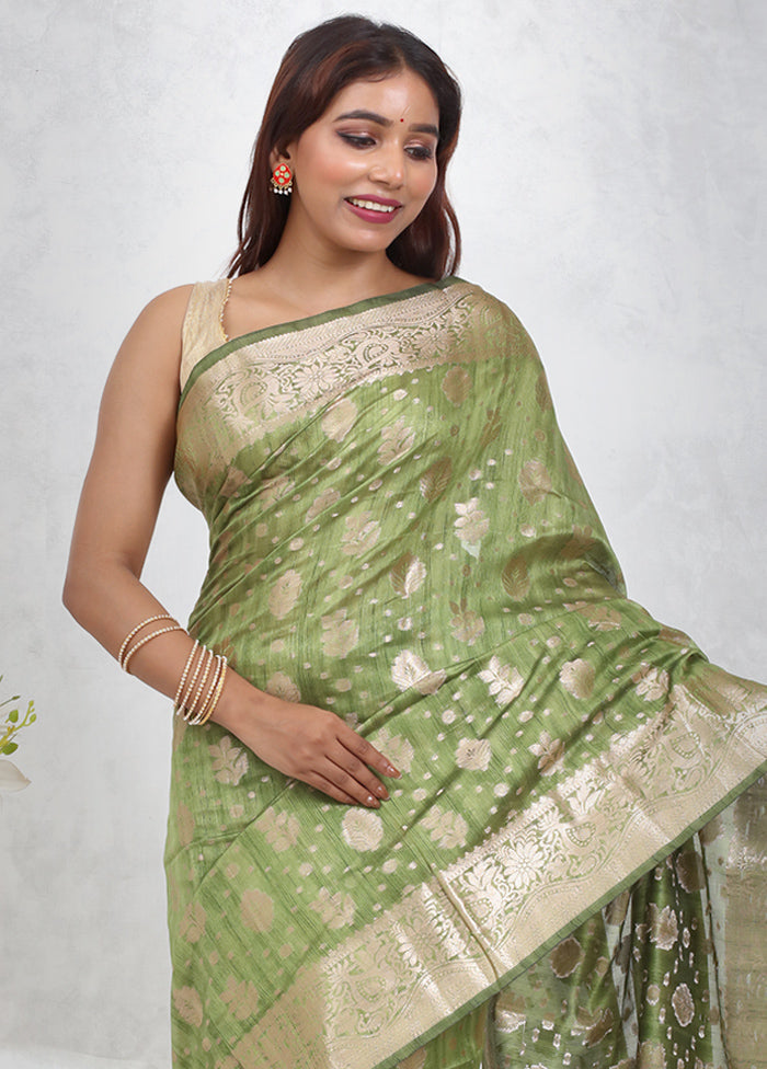 Green Cotton Saree Without Blouse Piece - Indian Silk House Agencies