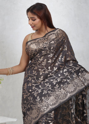 Black Cotton Saree Without Blouse Piece - Indian Silk House Agencies