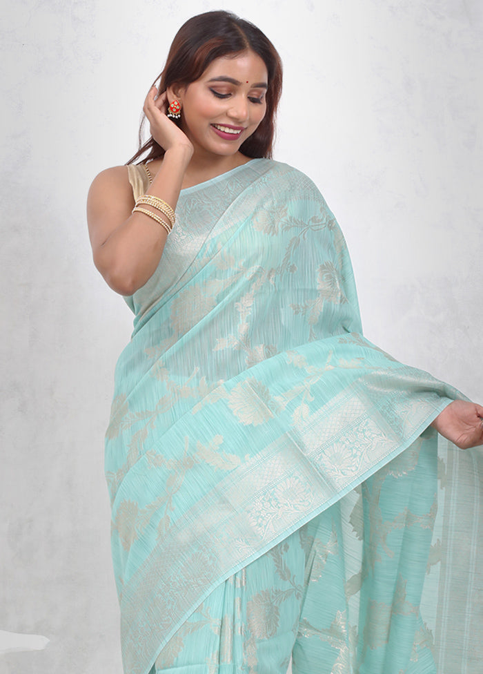 Green Kora Silk Saree Without Blouse Piece - Indian Silk House Agencies