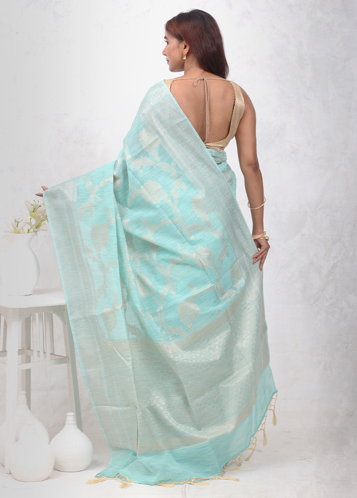 Green Kora Silk Saree Without Blouse Piece - Indian Silk House Agencies