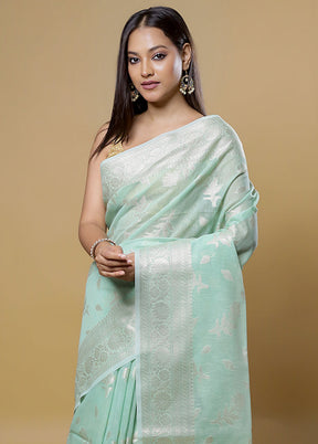 Green Kora Silk Saree With Blouse Piece