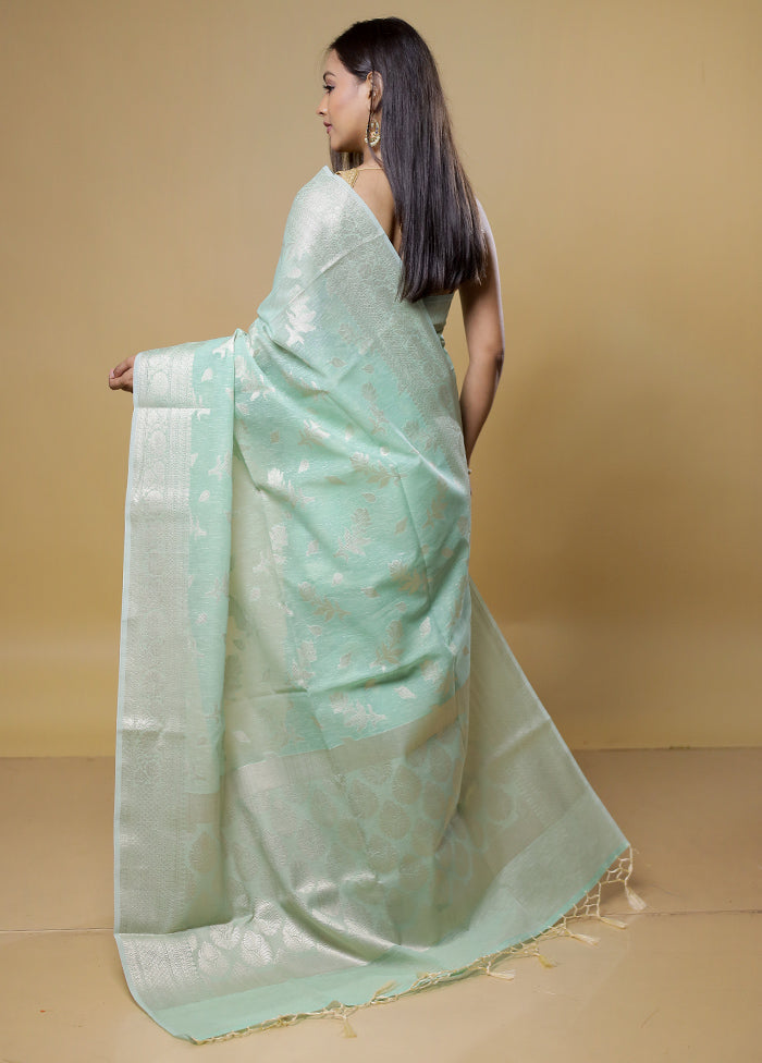 Green Kora Silk Saree With Blouse Piece