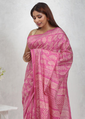 Purple Chanderi Cotton Saree Without Blouse Piece - Indian Silk House Agencies