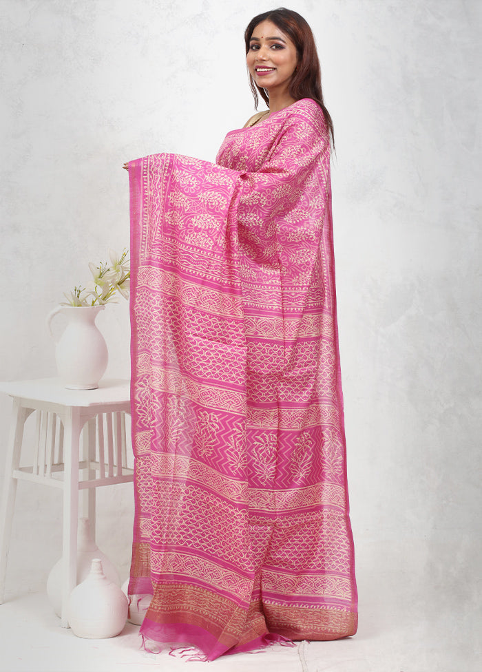 Purple Chanderi Cotton Saree Without Blouse Piece - Indian Silk House Agencies