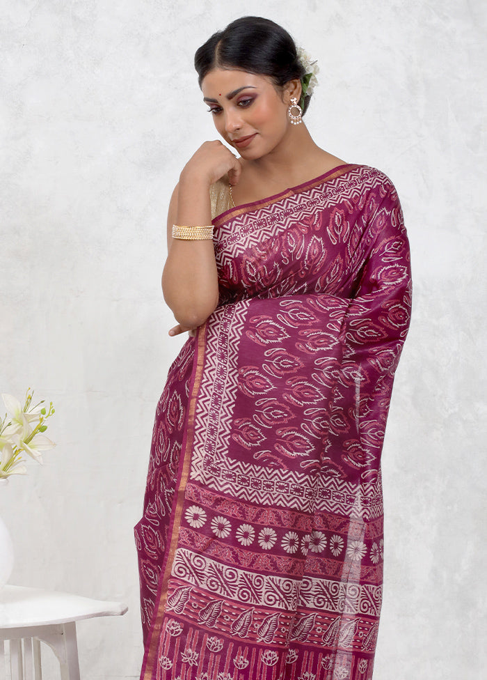 Pink Chanderi Cotton Saree Without Blouse Piece - Indian Silk House Agencies