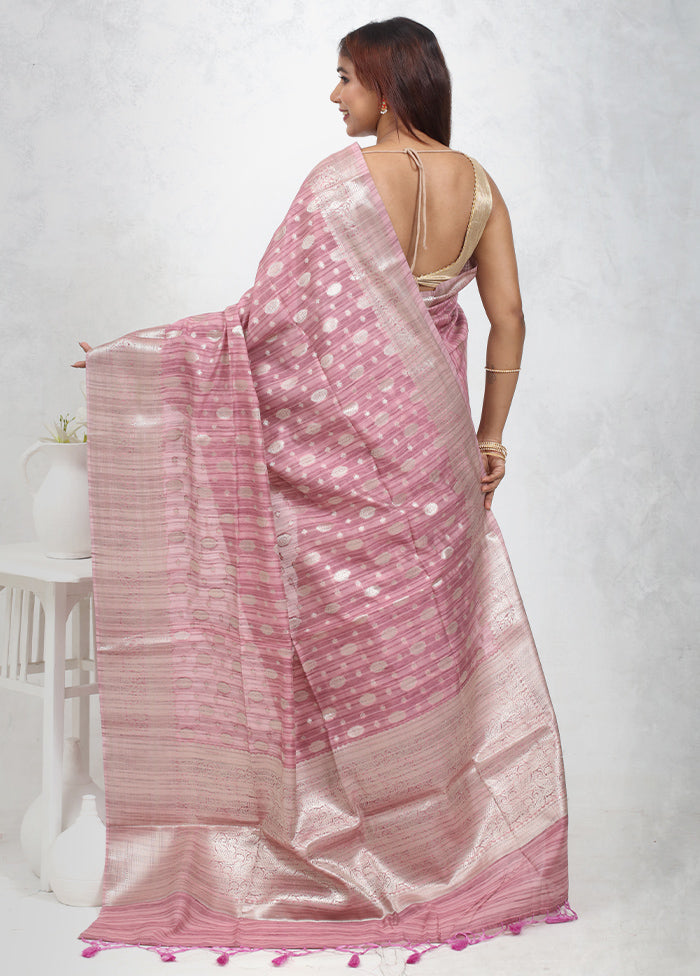 Pink Kora Silk Saree Without Blouse Piece - Indian Silk House Agencies