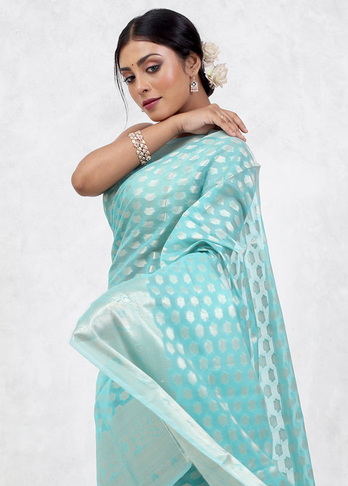 Green Kora Silk Saree With Blouse Piece