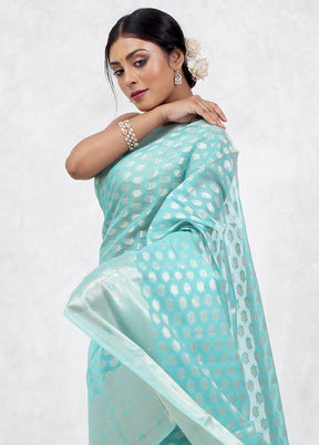 Green Kora Silk Saree With Blouse Piece