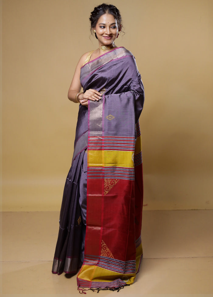 Purple Kalakethra Kanjivaram Silk Saree With Blouse Piece