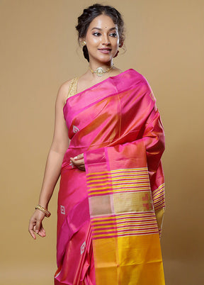 Pink Kalakethra Kanjivaram Silk Saree With Blouse Piece