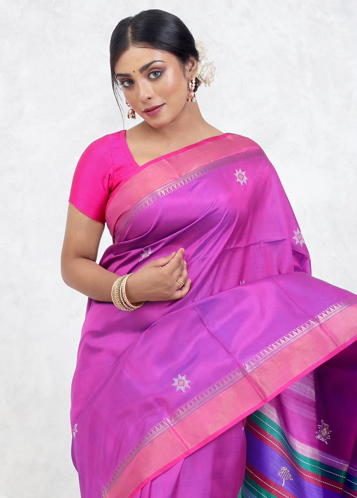 Pink Kalashkhetra Kanjivaram Silk Saree Without Blouse Piece - Indian Silk House Agencies