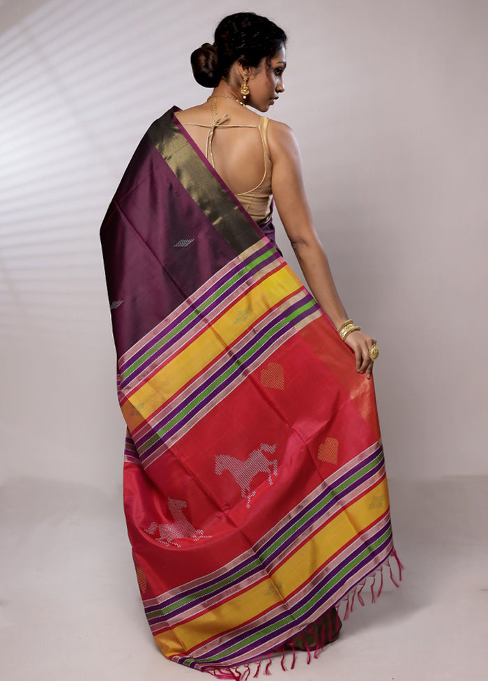 Purple Kalashkhetra Kanjivaram Silk Saree With Blouse Piece - Indian Silk House Agencies