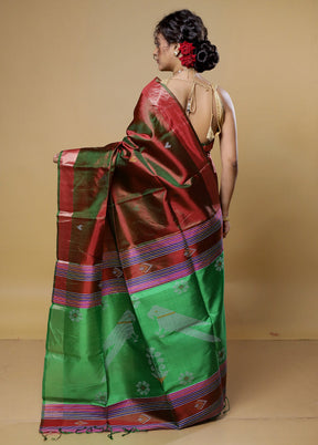 Maroon Kalakethra Kanjivaram Silk Saree With Blouse Piece