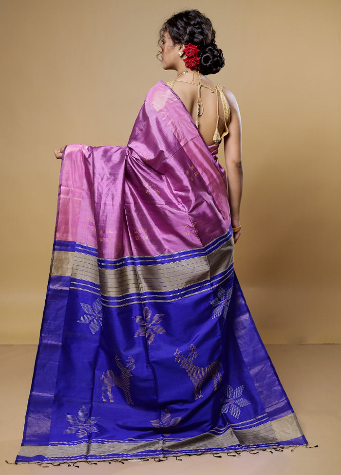 Purple Kalakethra Kanjivaram Silk Saree With Blouse Piece