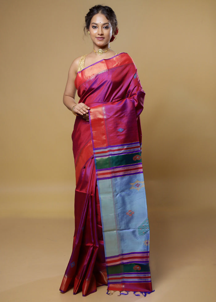 Pink Kalakethra Kanjivaram Silk Saree With Blouse Piece