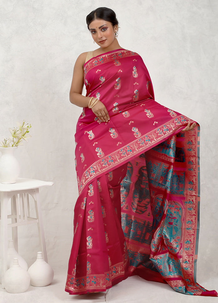 Pink Baluchari Silk Saree Without Blouse Piece - Indian Silk House Agencies
