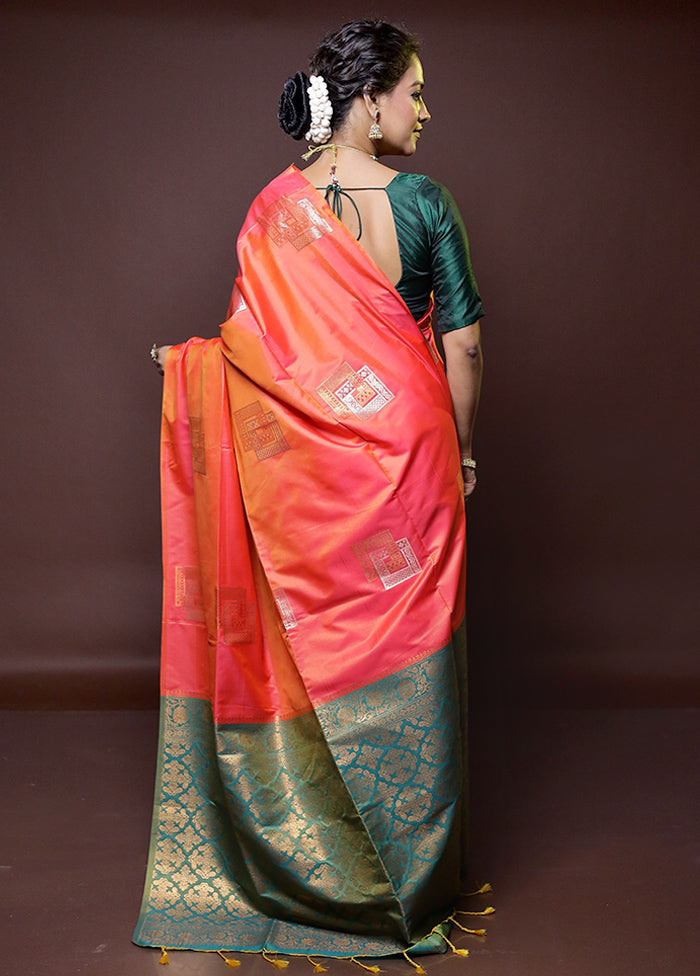 Pink Dupion Silk Saree With Blouse Piece