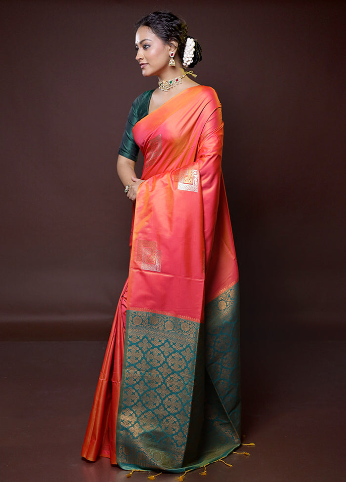 Pink Dupion Silk Saree With Blouse Piece