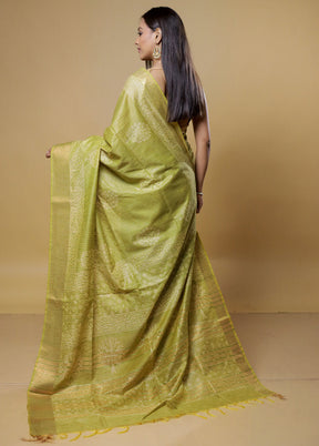 Green Tussar Silk Saree With Blouse Piece