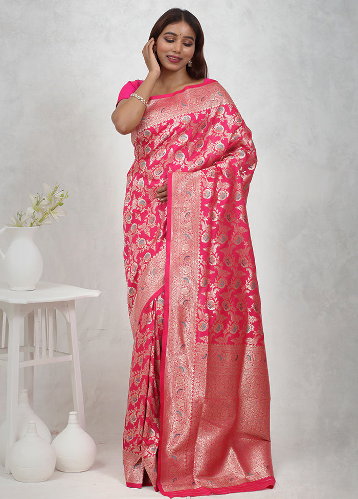 Pink Dupion Silk Saree Without Blouse Piece - Indian Silk House Agencies