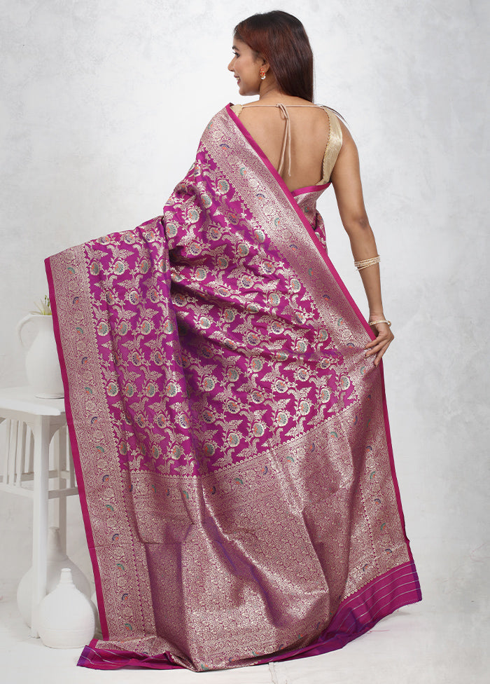 Purple Dupion Silk Saree Without Blouse Piece - Indian Silk House Agencies