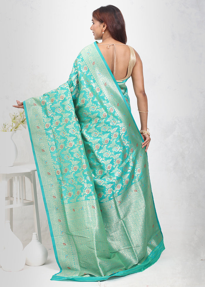 Green Dupion Silk Saree Without Blouse Piece - Indian Silk House Agencies