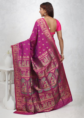 Purple Baluchari Silk Saree Without Blouse Piece - Indian Silk House Agencies