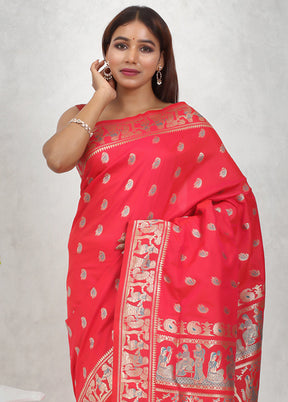 Pink Baluchari Silk Saree Without Blouse Piece - Indian Silk House Agencies