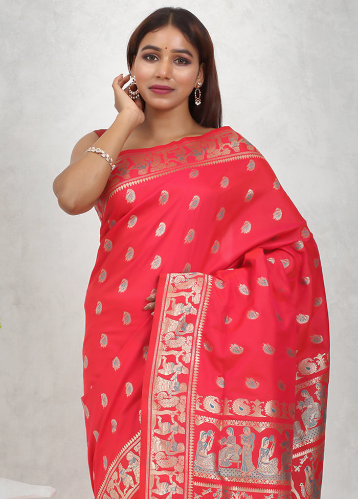 Pink Baluchari Silk Saree Without Blouse Piece - Indian Silk House Agencies