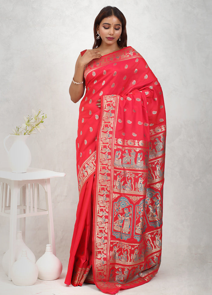 Pink Baluchari Silk Saree Without Blouse Piece - Indian Silk House Agencies