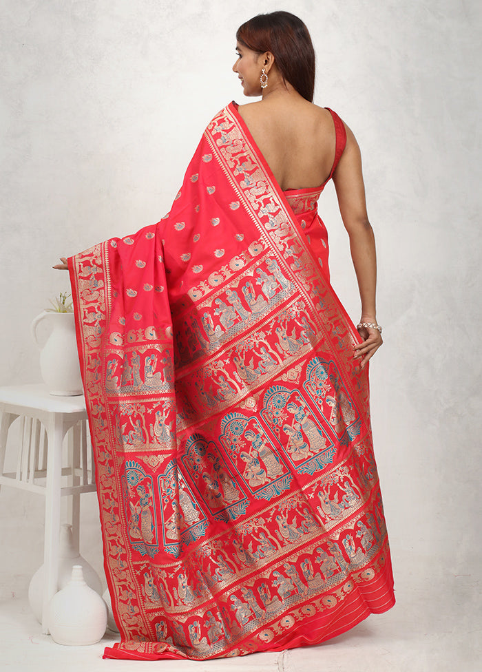 Pink Baluchari Silk Saree Without Blouse Piece - Indian Silk House Agencies