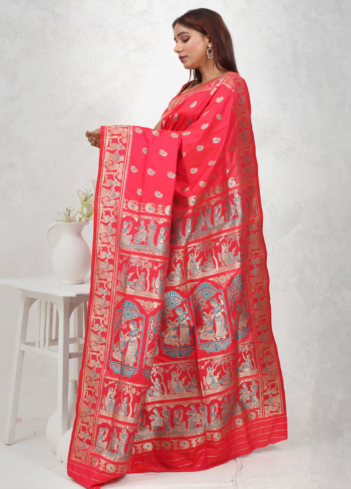 Pink Baluchari Silk Saree Without Blouse Piece - Indian Silk House Agencies