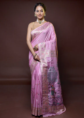 Pink Dupion Silk Saree With Blouse Piece