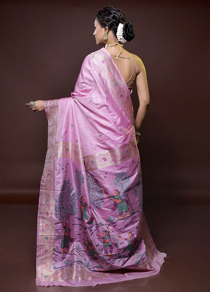 Pink Dupion Silk Saree With Blouse Piece