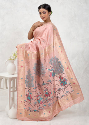 Pink Dupion Silk Saree Without Blouse Piece - Indian Silk House Agencies