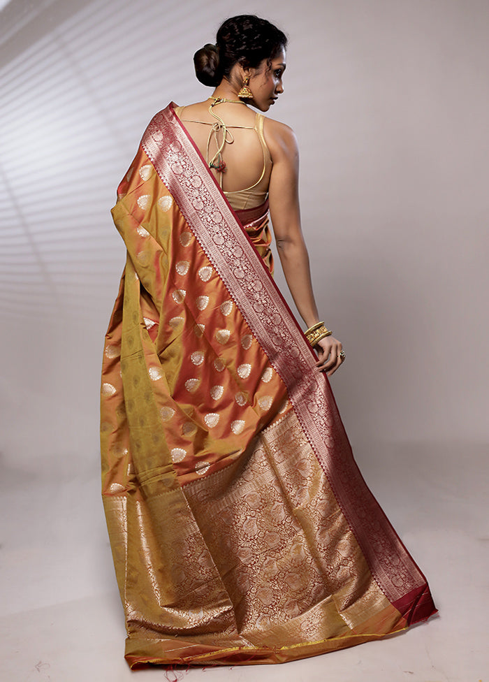 Yellow Dupion Silk Saree With Blouse Piece