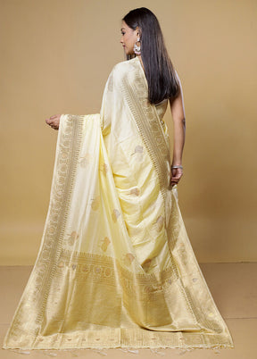 Cream Dupion Silk Saree With Blouse Piece