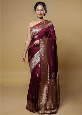 Purple Dupion Silk Saree With Blouse Piece