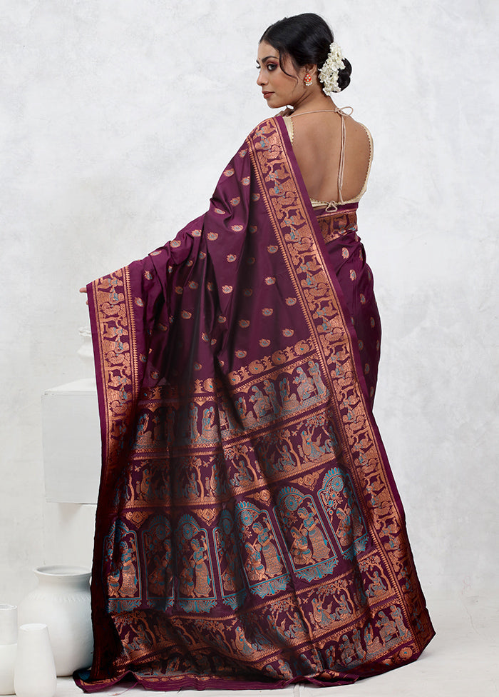 Purple Dupion Silk Saree With Blouse Piece