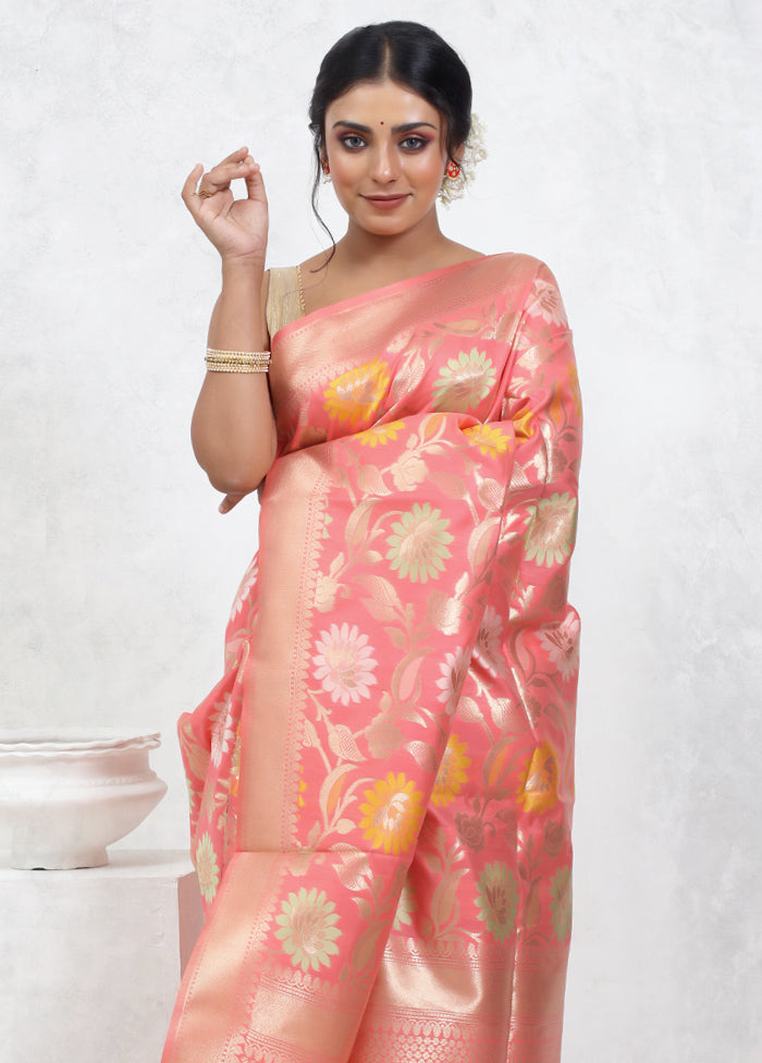 Pink Cotton Saree With Blouse Piece - Indian Silk House Agencies