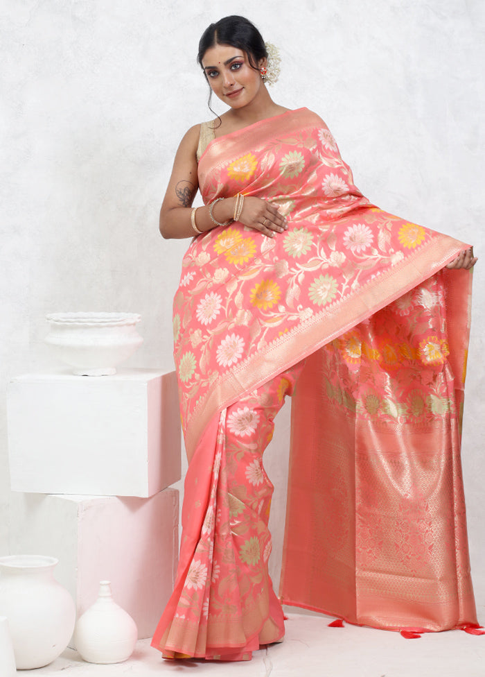 Pink Cotton Saree With Blouse Piece - Indian Silk House Agencies